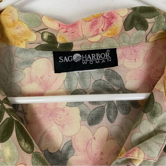 Vintage 90s Farmhouse Floral Button Down Shirt Blouse Womens Plus Size 1X Pink - Picture 9 of 11